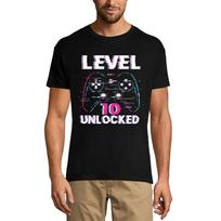 Men's Gaming T-Shirt Level 10 Unlocked - Gamer Funny Tee Shirt - 10th Birthday Gift XS sidabro smėlio spalvos