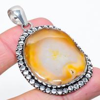 Agate Geode Slice Handmade 925 Sterling Silver Gift Pendant 2.32  r5v82
