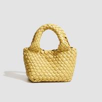Unikalus dizainas, universalus, rankomis austas pirkinių krepšys, vienos peties crossbody kibiro formos rankinė, daržovių krepšys, kasdienė mini rankinė geltona