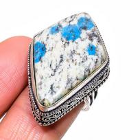 K2 Blue Azurite Gemstone 925 Sterling Silver Jewelry Ring Size 8