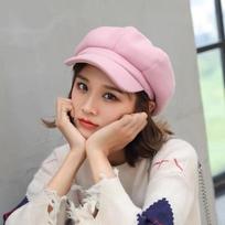Woolen Beret Hat, Women's Winter Solid Color Baseball Cap, Trendy Retro Painter, Korean Version Of British Octagonal Hat. One Size rožinė