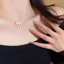 Silver Bow Locket Necklace for Women, Elegant Choker Chain, Cute Romantic Gift Idea for Her, Anniversary Valentine's Day Present