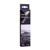 China 112 Charcoal Drawing Set: Soft, Medium, Hard Sketching Sticks and Deep Black Wooden Pencils HB vidutinė spalva