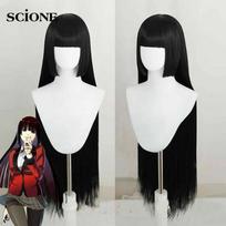 Anime Cosplay perukas Plaukai Kakegurui Yumeko Jabami karščiui atsparūs sintetiniai plaukai ilgi tiesūs juodi pilki Cosplay perukas juoda