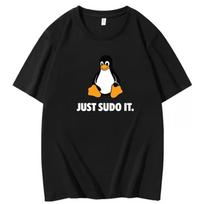 Just Sudo It TShirt Funny for Men Linux Operating System Penguin Clothing Style Tops Short Sleeve T-Shirts Summer Breathable Top S juoda