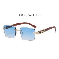 Natural Wood Grain Legs Cheetah Decorative Sun Protection Glasses Colorful Vintage Retro Frameless Rectangular Square Leopard Head Alloy Metal Sun