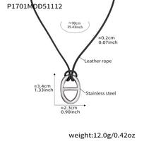 Stainless Steel Pig Nose Pendant Necklace with Long Leather Cord