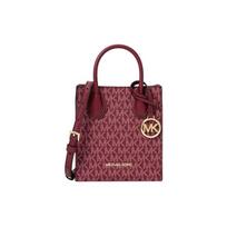 Michael Kors MK Mercer 15 Classic Monogram Print Magnetic Closure Coated Canvas Tote Bag Small Women tote bag Sangria 35T1GM9C0I-587 Basic Set (Bag+Dust Bag)