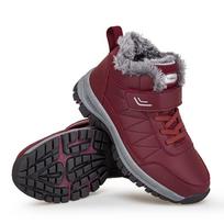 Unisex Winter Plush Lined Warm Platform High Top Sneakers Non Slip Comfortable Casual Running Outdoor Sports Shoes for Men Women 35 raudona