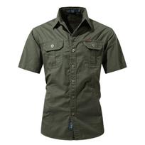 Quick Dry Short Sleeve Shirts Men's Sun Protection Work Cargo Shorts Mesh Breathable Hiking Fishing Shirts Man Large Size Overalls M