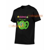 Men's Vintage 1960s Gong Rock Band T-Shirt - Retro 60s Psychedelic Music Tee with Gong Lettering & Drum Graphic, Black with Green Print, Classic S juoda