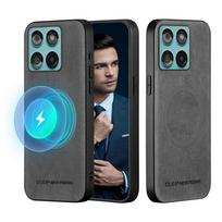 Shockproof Phone Case for Motorola Moto Edge 60 Fusion Stylus 60 Pro 60S Magnetic Retro Soft Cowhide Pattern PU Leather Motorola Moto G Stylus pilka spalva