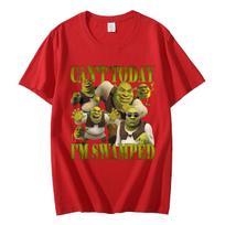 Cant Today Lm Swamped Shrek Cartoon Tshirt High Street Fashion Trend Short Sleeve Tshirts Unisex Women Casual Cotton T Shirts 4XL