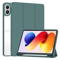 For Xiaomi Redmi Pad 2 Pro 12.1 Inch 2025 Case PU Fold Stand with Pencil Holder Acrylic Back Tablet Cover with Auto Sleep Funda Redmi Pad 2 Pro12.1 tamsiai žalia spalva