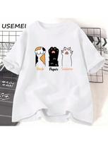 Rock Paper Scissors T Shirt Funny Cat Paw Print T-Shirt Summer Cat Lover Tshirt Women Short Sleeve Tee Shirt Clothing Harajuku S įvairiaspalvis