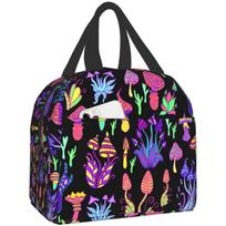 Lunch Bag Trippy Shrooms Reusable Lunch Box Durable Lunch Tote Bag for School Office Picnic Travel 22x20x13CM smėlis