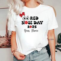 Custom printed tshirt uk ,2025 Red nose day kids comic t-shirt ,Red nose Bow XL