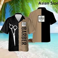 Simple Fashion Barber Graphic Shirts Summer Trend Short Sleeve 3D Print Lapel Workwear Shirt Casual Breathable Loose Unisex Tops S