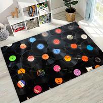 Vinyl Record Music DJ Screen Tape Carpet Rug for Living Room Sofa Bedroom Home Doormat Decor,Large  Kid Game Non-slip Floor Mat 40x60cm( 15x23in )