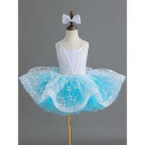 Kindergarten Girls Sequin Ballet Tutu Dress Princess Dance Tulle Stage Performance Costume 100 mėlyna