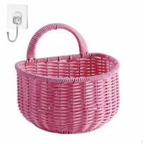 Sieninė daržovių ir vaisių pintinė, senovinė išvaizda, pintas, pakabinamas, pralaidus orui dizainas, sandėliukui, vonios kambariui pink