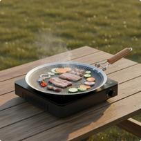 Korean Barbecue Pan Coating Round Stainless Steel Griddle Easy to Clean Non Stovetop Grill Plate for