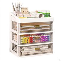 3Tier Desktop Drawers for Study Table, Desk Storage Box with Lid, Stackable Organizer Office
