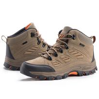 Spring Non Slip High Top Hiking Shoes Unisex Wear Resistant Platform Outdoor Travel Walking Climbing Trekking Shoes for Men Women 39 chaki
