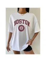 Boston USA City Printed Womans Short Sleeve Simple Casual Clothes Vintage Hip Hop Streetwear Oversize Comfortable Female T-Shirt S įvairiaspalvis