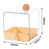 Drawer Design Parrot Feeder 2 in 1 Parrot Shower Box New Food Holder Box  Cage Use Bathtub-Orange
