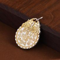 Auspicious Gold Inlay Dragon Talisman Necklace Pendant for Prosperity and Peace