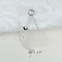 Sheep Horn Studded Long Chain with Cute Grain Dolls in Pink-Brown Beads for DIY Mobile Phone Chains