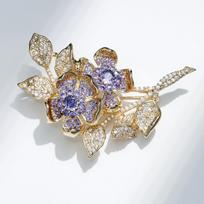 Bo Xin Yun Luxurious Copper Zirconium Five-Petal Flower Brooch - Elegant Women's Fashion Pin Accessory Gift