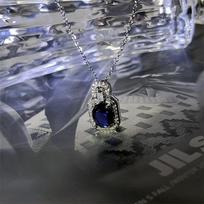 Royal Blue Sapphire & Diamond Necklace: High-End Luxurious Lock Clavicle Chain for a Simple Elegant Look