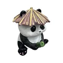 Garden Aquarium Decoration Cute Panda Figurine with Fishing Rod Outdoor Backyard Pond Ornament Resin Sculpture for Fish Tank Edge one size