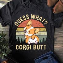 Guess What Corgi Butt Women Men T-Shirt Cotton Tops Short Sleeves Tees S juoda