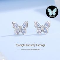 Tichia Starlight Luminous Purple Enamel Butterfly Necklace for Women - S925 Sterling Silver S925 Silver
