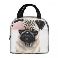 Lovely Puppy Cute Pug Dog Insulated Lunch Bag for Kids School Cooler Thermal Food Box Tote Portable Lunch Boxes Container One Size