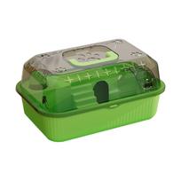 PP Material Hamster Travel Cage Transparent Portable Carrying Box Small Animal House for Hamster and Hedgehog žalia