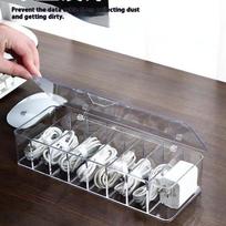 Transparent Data Cable Organizer Case Classification Dustproof Card Organizer With Lid Clutter Collection Box For Office Home 1PCS