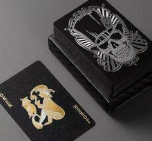 Deluxe PET Waterproof Fold-Resistant Playing Cards - Gold, Silver, Black kaukolė juoda spalva