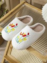 Cozy Tulip Plush Slippers - Soft and Thick Sole for Autumn and Winter Indoors 36-37 balta