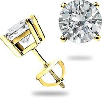 Jewels Prim 2.0 CT GRA MOISANITO AUSKARAI 14K SOLIDUS GELTONAS AUKSAAS VINUKAI SU ATSUKAMA NUGARĖLE PUIKI DOVANA 15MM geltona