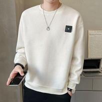 Men's Solid Color Textured Sweatshirt - 2023 Trend, Loose Fit, Round Neck, Casual Spring/Autumn Style XL balta