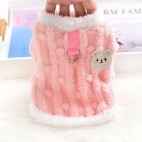 Pet cat small puppy teddy bear dog clothes thermal vest fleece spring autumn and winter clothes XS rožinė