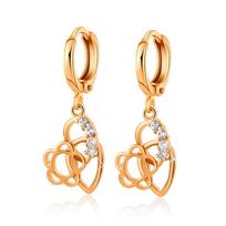Exquisite 18K Gold Plated Korean Earrings auksas su baltu cirkoniu spalva