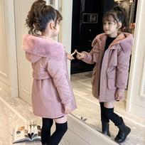 Žieminė mergaičių medvilninė striukė Mergaičių pliušinis pastorintas paltas aksominis šiltas striukė mergaitėms Parka Snowsuit su gobtuvu paaugliams vaikiški viršutiniai drabužiai 130cm rožinė