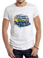 TEEHUB Vintažinis Pieštas Autobusas Vyriški Marškinėliai Grafiniai Kempingo Autobusas Sportinė Medžiaga Retro Klasikiniai Automobiliai Viršūnės Hipsteriški Marškinėliai S juoda