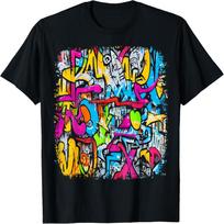 Grafičių menininkas miesto stiliaus gatvės juokingas menas grafiti marškinėliai S juoda