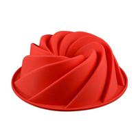 9inch Spiral Shape Food Grade Silicone Cake Mold Pan 3D Form Bread Bakery Baking Tools red #1